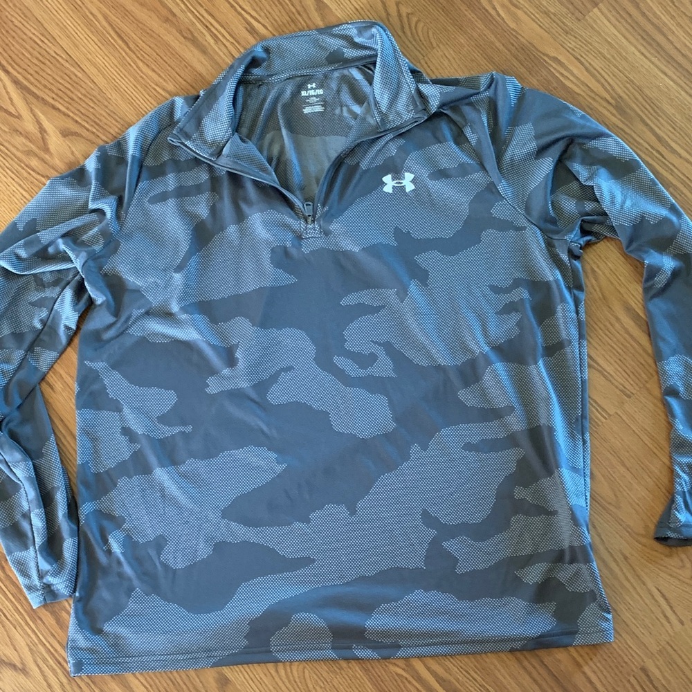 Under Armour Blue & Gray Camo Quarter-Zip Performance Top
